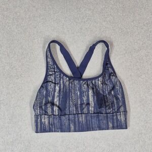 Victoria Sport Women Sports Bra Medium Blue Abstract Crossback Pullover